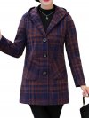 Plaid Single Breasted Woolen Blend Hooded Coat