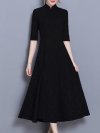 Women Lace Half Sleeve Stand Collar Chinese Style Dresses