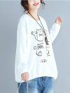 Women Cats Printed Long Sleeve Casual Sweatshirts