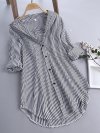 Stripe Long Sleeve Turn-down Collar Loose Shirts