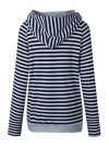 Casual Stripe Patchwork Side Zipper Hooded Women Hoodies