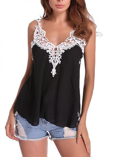 Sexy Chiffon Patchwork Solid Color V-Neck Casual Blouses - Click Image to Close