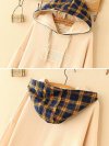 Letter Plaid Print Patchwork Hooded Casual Hoodies