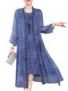 Floral Embroidered Jacquard Loose Vintage Two Pieces Dresses