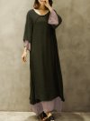 Vintage Long Sleeve Two Layers Maxi Dresses For Women