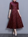 Women Lace Half Sleeve Stand Collar Chinese Style Dresses