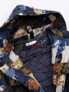 Multi-color Geometric Print Hooded Long Sleeve Vintage Coat