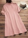 Vintage Pure Color Irregular Hem Short Sleeve Women Blouses