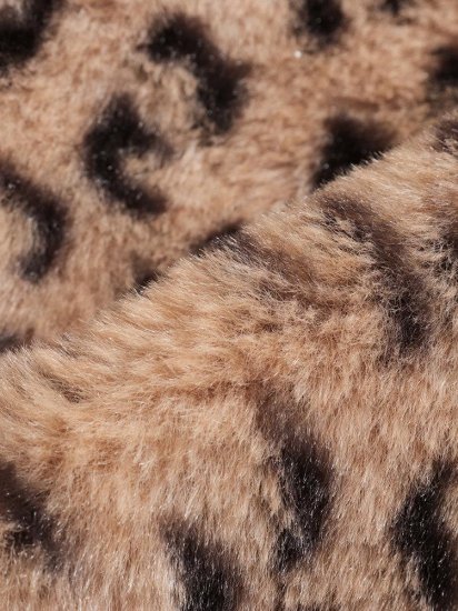 Sexy Leopard Print Lapel Faux Fur Long Sleeve Medium Long Coat - Click Image to Close