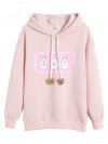 Rabbit Print Hooded Long Sleeve Casual Sweatshirt