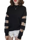 Mesh Stitching Long Sleeve O-neck Casual Sweatshirt