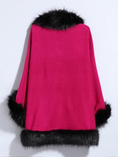 Warm Casual Bats Sleeve Faux Fur Cloak Coats For Women - Click Image to Close