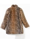 Sexy Leopard Print Lapel Faux Fur Long Sleeve Medium Long Coat