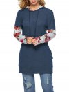 Floral Patchwork Loose Long Hooded Sweatshirt