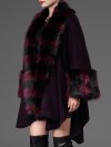 Casual Loose Striped Bats Sleeve Women Faux Fur Coats