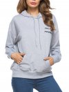 Casual Letter Print Loose Hooded Long Sleeve Women Hoodies