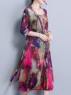 Elegant Print Spaghetti Strap Two Pieces Vintage Dresses