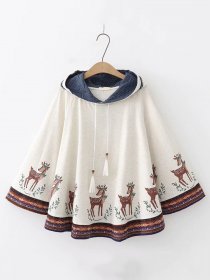 Elk Polka Dots Hooded Poncho Loose Coat