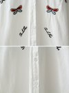 Butterfly Embroidered Long Sleeve Shirt For Women