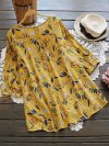 Women Floral Printed 3/4 Sleeve Vintage Blouses