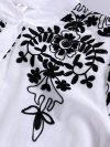 Embroidery Floral Long Sleeve Black&White Casual Shirts