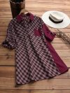 Plaid Print Patchwork Long Sleeve Lapel Casual Shirts