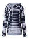 Casual Stripe Patchwork Side Zipper Hooded Women Hoodies