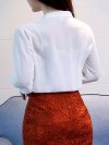 Elegant Solid Color Bow Collar Long Sleeve Blouses