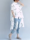 Geometric Print Layered Irregular Short Sleeve Casual Shirts