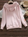 Rabbit Print Hooded Long Sleeve Casual Sweatshirt