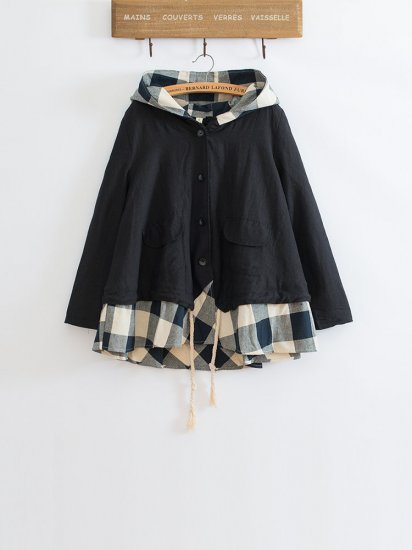 Plaid Print Patchwork Hooded Long Sleeve Casual Coat - Click Image to Close