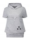 Casual Big Pockets Ears Hooded Short Sleeve Women Hoodies