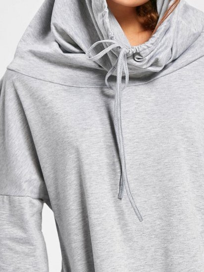 Casual Solid Color Hooded Long Sleeve Loose Sweatshirt - Click Image to Close