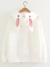 Casual Rabbit Embroidery Ears Hooded Long Sleeve Women Hoodies