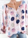 Women Polka Dots V-neck Long Sleeve Shirts