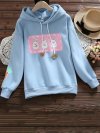 Rabbit Print Hooded Long Sleeve Casual Sweatshirt