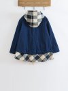 Plaid Print Patchwork Hooded Long Sleeve Casual Coat