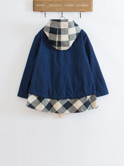 Plaid Print Patchwork Hooded Long Sleeve Casual Coat - Click Image to Close