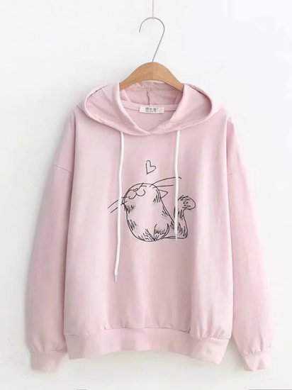 Sea Lions Embroidered Long Sleeve Casual Hoodies - Click Image to Close