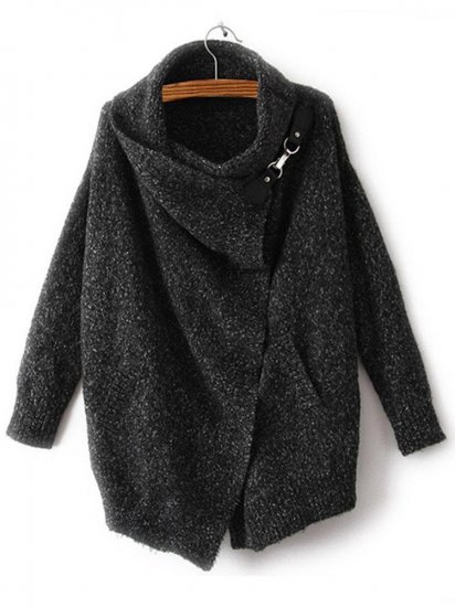 Casual Irregular Pure Color Lapel Long Sleeve Coats For Women - Click Image to Close