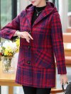 Plaid Single Breasted Woolen Blend Hooded Coat