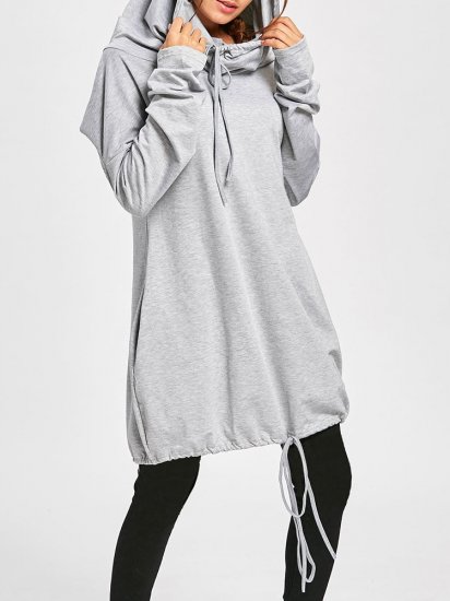 Casual Solid Color Hooded Long Sleeve Loose Sweatshirt - Click Image to Close