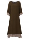 Vintage Long Sleeve Two Layers Maxi Dresses For Women