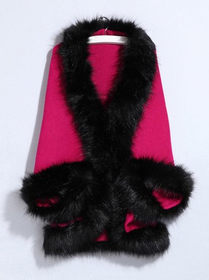 Warm Casual Bats Sleeve Faux Fur Cloak Coats For Women - Click Image to Close