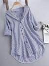 Stripe Long Sleeve Turn-down Collar Loose Shirts