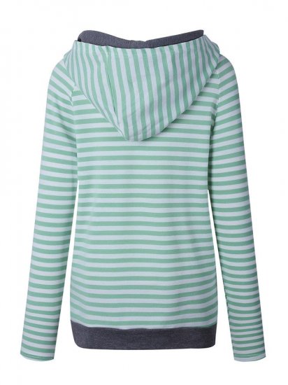 Casual Stripe Patchwork Side Zipper Hooded Women Hoodies - Click Image to Close