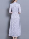 Women Lace Half Sleeve Stand Collar Chinese Style Dresses