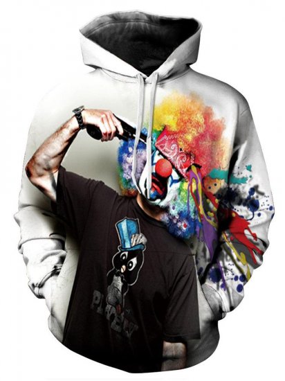 Halloween Clown Pattern Hooded Long Sleeve Women Hoodie - Click Image to Close