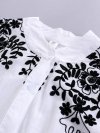 Embroidery Floral Long Sleeve Black&White Casual Shirts