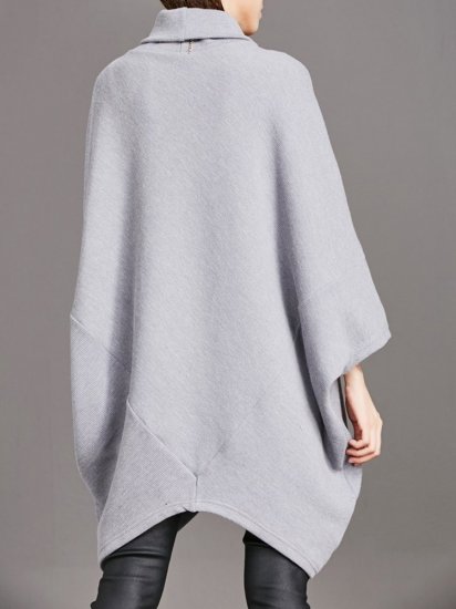 Irregular Loose Bat Sleeve Turtleneck Casual Blouse - Click Image to Close